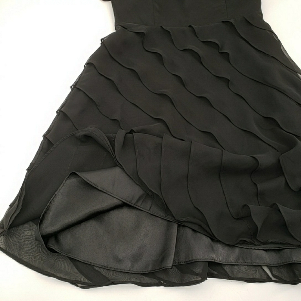 White House Black Market Strapless Black Ruffle Dress - Picture 5 of 9
